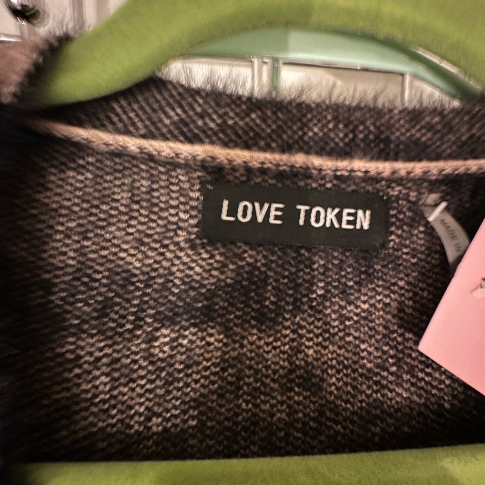 Love token, one size animal print long sweater jacket